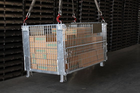 Logistics Zinc Coated 1000kg 50*100mm Wire Mesh Box Pallet