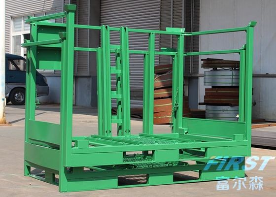 Green Powder Coated 1.5M Depth 60" Stackable Steel Pallets