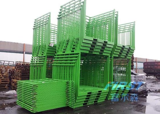 Green Powder Coated 1.5M Depth 60" Stackable Steel Pallets