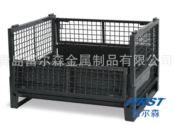 Black Lockable Folding 50*100mm 1500KG Collapsible Metal Cage