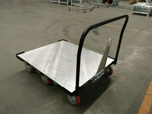 Zinc Plated 100mm Wheels 150Kg Capacity Hand Warehouse Trolley