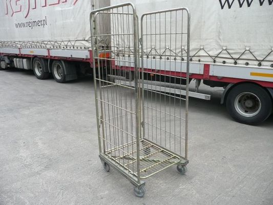CE Hot Dipped Zinc 4 Sided Wheeling Roll Cage Containers
